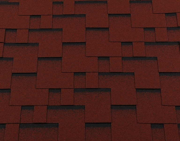 Гибкая черепица RoofShield Premium Нарезка "Модерн" цвет Красный с оттенением